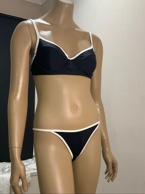 Black Bikini Set with White Trim